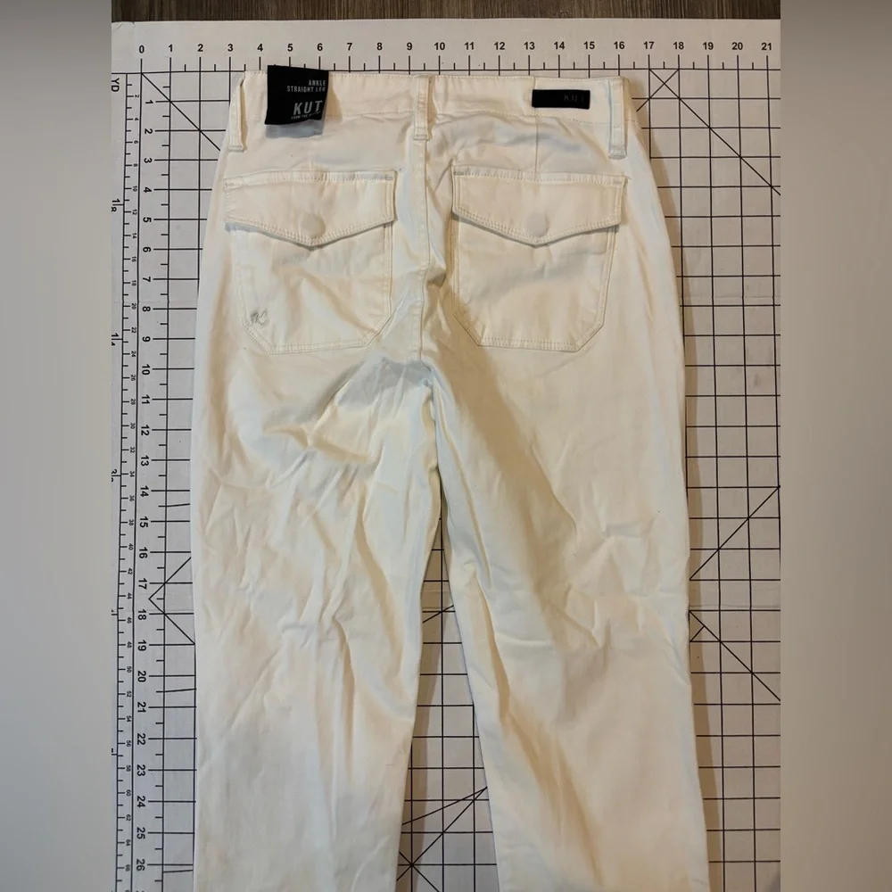 NWT Kut‎ From The Kloth Women’s Size 0 Off-White Ankle Straight Leg Pants